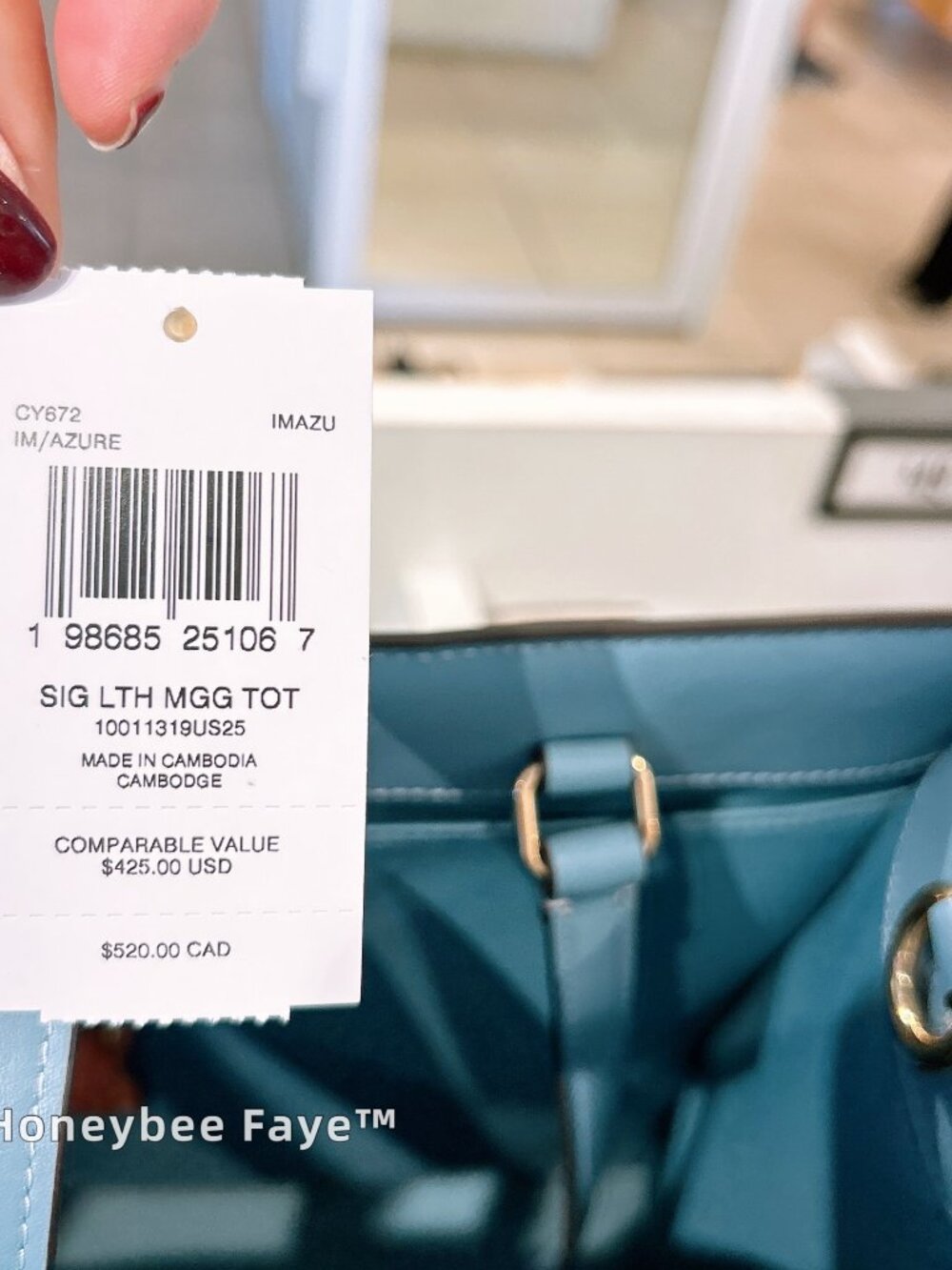Maggie Tote Bag In Signature Leather CY672 Azure - Picture 6 of 9